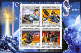 Guinea, Republic 2011 Transport In Movies 4v M/s, Mint NH, Nature - Performance Art - Transport - Horses - Film - Auto.. - Film