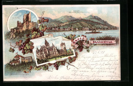 Lithographie Königswinter, Drachenburg Und Ruine Drachenfels  - Koenigswinter