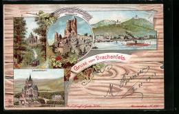 AK Gruss Vom Drachenfels, Ruine Drachenfels, Drachenburg, Blick über Den Rhein Zur Ruine  - Other & Unclassified