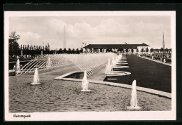 AK Düsseldorf-Schlageterstadt, Grosse Reichsausstellung Schaffendes Volk 1937, Wasserspiele  - Expositions