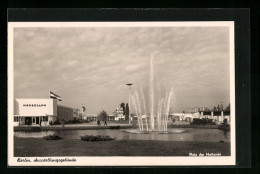AK Berlin-Charlottenburg, Deutsche Industrie-Ausstellung 1956, Ausstellungsgelände, Platz Der Nationen Mit Fontäne  - Ausstellungen