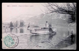 Cp, 74, Annecy, Départ Du Bateau à Vapeur , Voyagée 1905 - Annecy