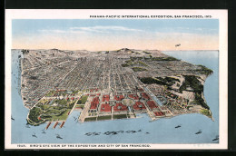 AK San Francisco, Panama-Pacific International Expostion 1915, Bird's Eye View Of The Exposition And City  - Ausstellungen