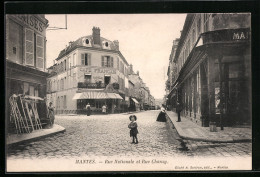 CPA Mantes, Rue Nationale Et Rue Chanzy, Café Francais  - Autres & Non Classés