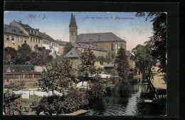 AK Hof I. Bayern, An Der Saale Mit St. Michaeliskirche  - Other & Unclassified