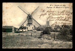 BELGIQUE - KNOCKE-SUR-MER - LE MOULIN A VENT ET L'EGLISE - Knokke