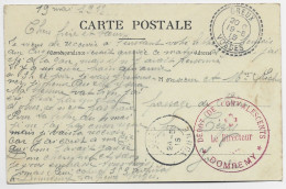 VOSGES CARTE DOMREMY CACHET ROUGE DEPOT DE CONVALESCENTS LE DIRECTEUR DOMREMY + FACTEUR BOITIER GREUX 19.5.1915 - Guerra Del 1914-18