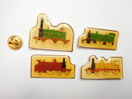 Série De 4 Pin's , Transport Train SNCF , Locomotives Anciennes - Transport