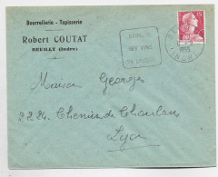 MULLER 15FR LETTRE ENTETE BOURELLERIE TAPISSERIE NEUILLY INDRE + DAGUIN SES VINS 1955 INDRE - Mechanical Postmarks (Advertisement)