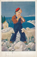 Pavel Froman - Dalmatian Shepherd Sheep Boy Playing A Flute Old Postcard 1935 - Croazia