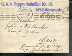 AUSTRIA WWI 1915 LINZ OLD COVER AND LETTER KUK SAPPEURBATAILLON NR.14. - Militaria