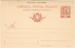 REGNO / COLONIE / ERITREA C11 / 902 (1903) CARTOLINA C. 10 'FLOREALE' SOPRASTAMPATA 'COLONIA ERITREA' MILLESIMO 902 - Eritrea