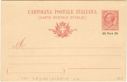 REGNO / UFFICI POSTALI ALL'ESTERO / ALBANIA - JANINA C7 (1907) CARTOLINA P. 20 / C. 10 'LEONI' MILLESIMO 07 - Albanië