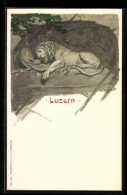 Lithographie Luzern, Löwendenkmal  - Other & Unclassified
