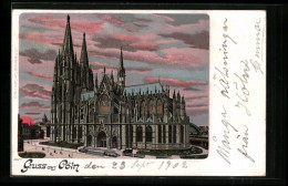 Lithographie Köln, Dom Bei Sonnenuntergang  - Other & Unclassified