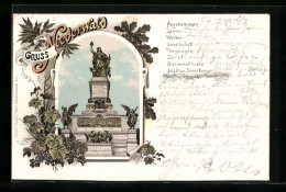 Lithographie Rüdesheim, Nationaldenkmal Auf Dem Niederwald  - Autres & Non Classés