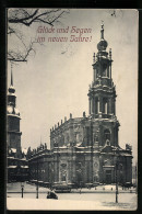 AK Dresden, Katholische Hofkirche Im Schnee, Neujahrsgruss  - Dresden