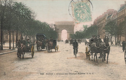 75 Paris Avenue Des Champs Elysées CPA Carte Couleur , Attelage Attelages Vélo Cycliste - Champs-Elysées