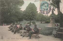 75 Paris Parc Montsouris Les Allées CPA Carte Couleur , Cachet 1905 - Parks, Gardens