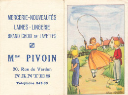 Petit Calendrier 1954 Illustrateur CALVET ROGNIAT *Mercerie Nouveautés Mme PIVOIS 20 Rue De Verdun * Corde à Sauter Jeu - Nantes