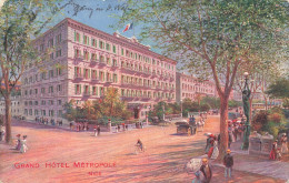 CPA Nice-Grand Hotel Métroploe-RARE-Timbre       L2928 - Cafés, Hoteles, Restaurantes