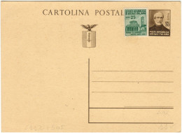 R.S.I. CARTOLINA POSTALE TIPO 'GIUSEPPE MAZZINI' C. 30 + FRANCOBOLLO MONUMENTI DISTRUTTI C. 25 NUOVA - FILAGRANO C112 - Entiers Postaux