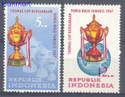 Indonesia 1967 Mi 581-582 MNH  (ZS8 INS581-582) - Badminton