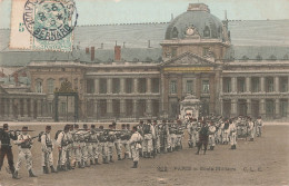 75 Paris école Militaire Soldats Militaires CPA Carte Couleur , Cachet 1905 Timbre Fragment De Millesime - Educazione, Scuole E Università
