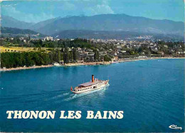74 - Thonon Les Bains - Vue Aérienne - Bateau Au Large De La Piscine Et Du Nouveau Quai - Flamme Postale - CPM - Voir Sc - Thonon-les-Bains