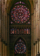 51 - Reims - Intérieur De La Cathédrale Notre Dame - Les Deux Roses Du Grand Portail - Vitraux Religieux - CPM - Voir Sc - Reims