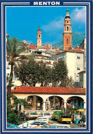 06 - Menton - La Place Aux Herbes Et Au Fond Le Clocher De L'église St. Michel - Automobiles - CPM - Carte Neuve - Voir  - Menton