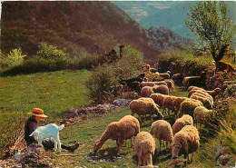 Animaux - Moutons - Bergère Avec Son Troupeau Et Sa Petite Biquette - CPM - Voir Scans Recto-Verso - Other & Unclassified