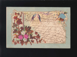 Schwalben Taube Brief, Weinlaub Ranken Blüten Ornamente, Österreich Um 1900 - Otros & Sin Clasificación