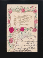 Rosen Tauben Mit Rosa Band Brief Glückwunsch Namenstag, Weilheim 10.3.1904  - Sonstige & Ohne Zuordnung