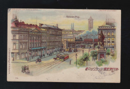 Gruss Aus Berlin Alexanderplatz Nacht Straßenbahn Pferde, Berlin 13.11.1899 - Contraluz