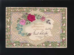 Blumen Gitter Glücksklee, Herzlichen Glückwunsch Geburtstag, Bruchsal 13.2.1902 - Otros & Sin Clasificación