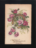 Hufeisen Mit Roten Und Rosa Rosen, Herzliche Glückwünsche Muttertag, Beschriftet - Hold To Light