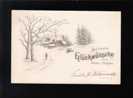 Winterlandschaft Wanderer Schnee Glückwünsche Zum Neuen Jahre, Berlin 31.12.1900 - Halt Gegen Das Licht/Durchscheink.