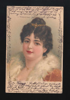 Frau Mit Dunklen Locken Diadem Goldener Schmuck Federboa, Mülheim 5.11.1900 - Contraluz