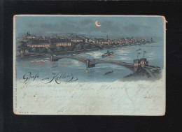 Gruß Aus Koblenz Coblenzer Rheinbrücke Nacht Mond Beleuchtung, Coblenz 9.7.1900 - Contraluz