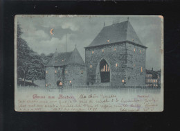 Gruss Aus Aachen Pontthor Nachts Beleuchtet Mondsichel Aachen /Liege 12.9.1899 - Hold To Light