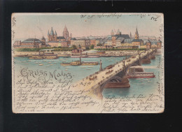 Gruss Aus Mainz Dampfschiffe Rhein Theodor-Heuss Brücke Mainz /Möckern 13.9.1898 - Tegenlichtkaarten, Hold To Light