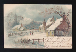 Dorfidylle Im Winter Neujahr, Frost Berge Schnee Goldverziert, Breslau1.1.1902 - Other & Unclassified