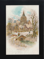 Stadtansicht Im Schnee Mit Brücke Und Fluss, Düsseldorf /Ruhrort 2.11.1900 - Tegenlichtkaarten, Hold To Light