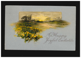 Ostern A Happy Yoyful Eastertide Landschaft Gelbe Blumen, Gelaufen 25.3.1910 - Sonstige & Ohne Zuordnung