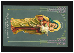 Namenstag Heilige Maria Mit Kind Herzlichen Glückwunsch Prägekarte, Ungebraucht - Otros & Sin Clasificación