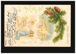 Weihnachten Fröhliche Jesus Kind Krippe Mit Engeln, Augsburg /Kempten 23.12.1902 - Andere & Zonder Classificatie