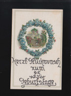 Herzlichen Glückwunsch 25. Geburtstag Blumen Kranz, Spitzcunnersdorf 3.8.1920 - Tegenlichtkaarten, Hold To Light