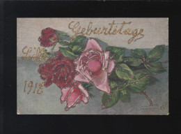 Geburtstags Liebe 1918 Rosenzweige Rosa Rot Glitzer Schrift, Beschriftet - Contraluz