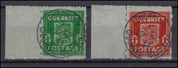 Kanalinseln - Guernsey 4-5 Wappen 1942, Satz Mit Voll-Stempel, Geprüft Möhle BPP - Besetzungen 1938-45